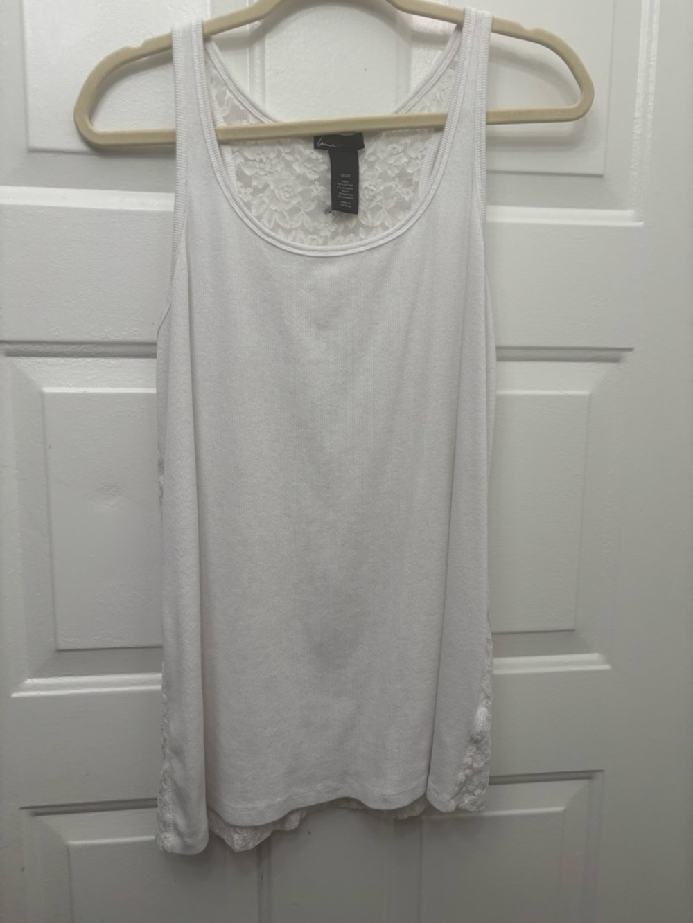 Lane Bryant White Lace-Back Tank Top